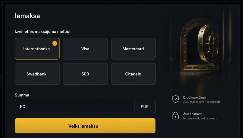 Lemaksas metodes Latvijas kazino kasē
