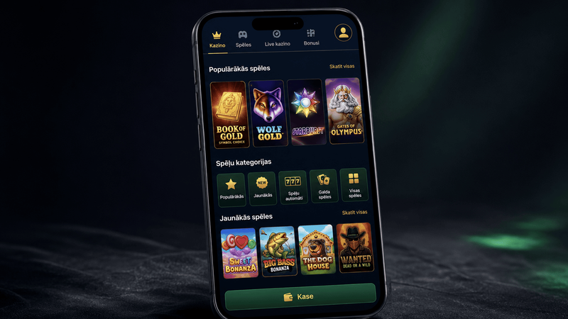Latvijas online kazino mobilā versija telefonā